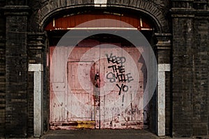 Keep the Smile Ã¢â¬â Graffiti on a Wooden Gate in Beijing, China